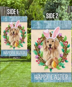 golden retriever happy easter flag 2641