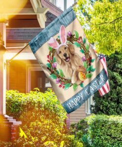 golden retriever happy easter flag 5431