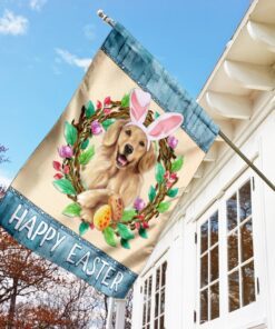 golden retriever happy easter flag 6648