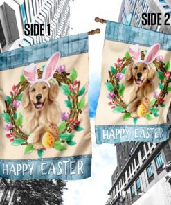 golden retriever happy easter flag 7624