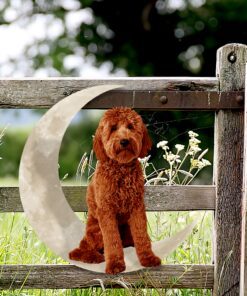 goldendoodle dog and moon hanging metal sign qnk879msv52 8939