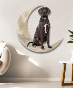 great dane dog and moon hanging metal sign qnk879msv34 2327