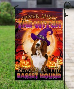 halloween. beware of the basset hound flag 7415