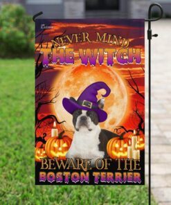 halloween. beware of the boston terrier flag 2375