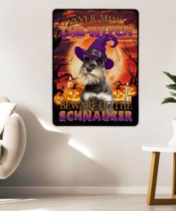 halloween. beware of the schnauzer hanging metal sign thb2504msv2 3161