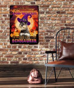 halloween. beware of the schnauzer hanging metal sign thb2504msv2 8135