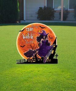 halloween garden metal sign the witch is in ddh2751ms 1530