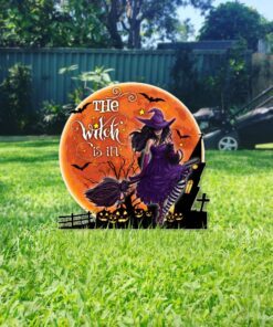 halloween garden metal sign the witch is in ddh2751ms 8558