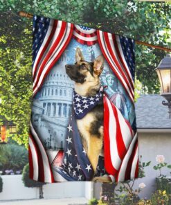 happy 4th of july. german shepherd american flag tpt186fv2 3717