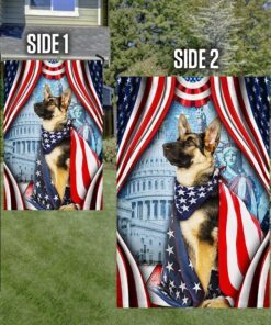 happy 4th of july. german shepherd american flag tpt186fv2 5072