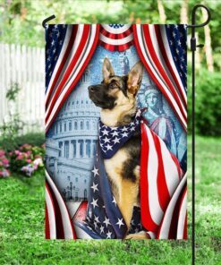 happy 4th of july. german shepherd american flag tpt186fv2 6008