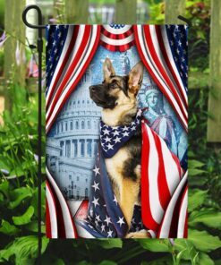 happy 4th of july. german shepherd american flag tpt186fv2 6520