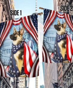 happy 4th of july. german shepherd american flag tpt186fv2 8837