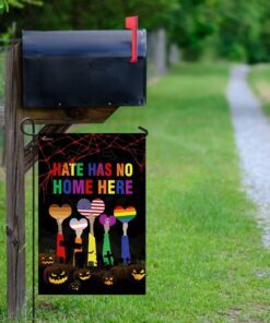 hate has no home here lgbt pumpkin halloween flag 1295