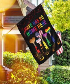 hate has no home here lgbt pumpkin halloween flag 3068