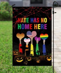 hate has no home here lgbt pumpkin halloween flag 3708