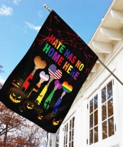 hate has no home here lgbt pumpkin halloween flag 4614