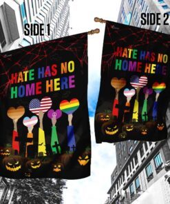 hate has no home here lgbt pumpkin halloween flag 7986