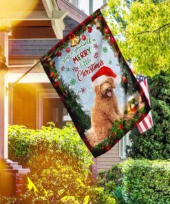 have yourself a merry little christmas goldendoodle flag 8463