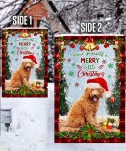 have yourself a merry little christmas goldendoodle flag 8520