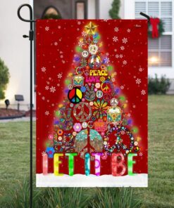 hippie christmas tree flag let it be ttv379fv1 5175