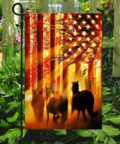 horse flag wild horses american sunset ddh2893f 5170