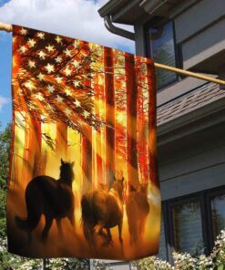 horse flag wild horses american sunset ddh2893f 7495