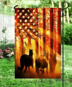 horse flag wild horses american sunset ddh2893f 8890