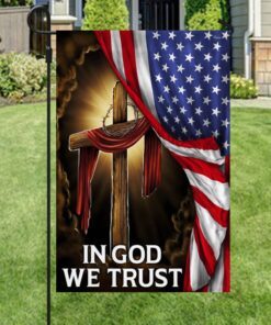 in god we trust. christian cross american flag tpt181f 7918