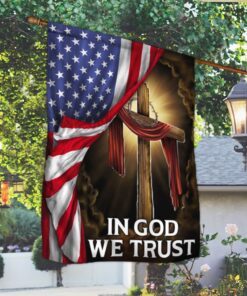 in god we trust. christian cross american flag tpt181f 8796