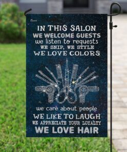 in this salon we love hair flag 3335