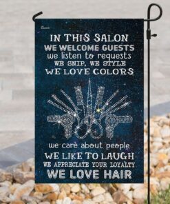 in this salon we love hair flag 3775