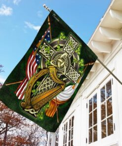 irish american celtic cross shamrock flag 1092