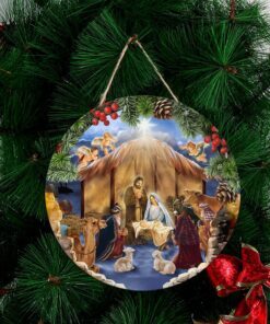 jesus born round wooden sign scenery nnt146wd 8563