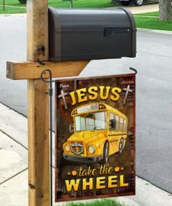 jesus take the wheel school bus driver flag 4011