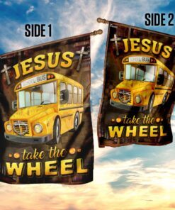 jesus take the wheel school bus driver flag 5236