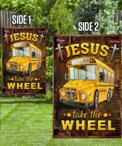 jesus take the wheel school bus driver flag 5708