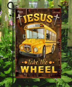 jesus take the wheel school bus driver flag 6272