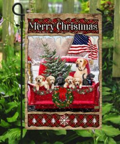 labrador retriever merry christmas flag 1736