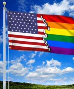 lgbt pride grommet flag, love is love qnk1097gfv1 7381