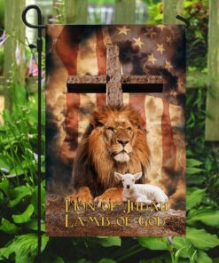 lion of judah lamb of god cross v1 flag 8083