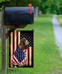 liver and white springer spaniel american patriot flag 2138