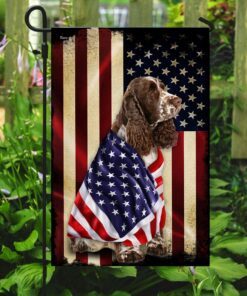 liver and white springer spaniel american patriot flag 2740