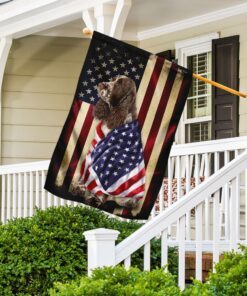 liver and white springer spaniel american patriot flag 5495