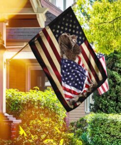 liver and white springer spaniel american patriot flag 7555