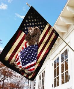 liver and white springer spaniel american patriot flag 8419