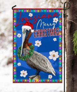 louisiana merry christmas flag brown pelican and magnolia bnn700f 2352