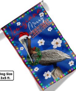 louisiana merry christmas flag brown pelican and magnolia bnn700f 5056