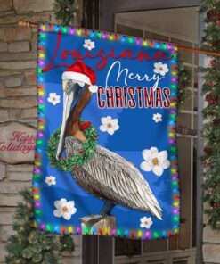 louisiana merry christmas flag brown pelican and magnolia bnn700f 5462