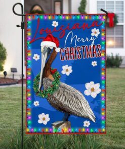 louisiana merry christmas flag brown pelican and magnolia bnn700f 6885